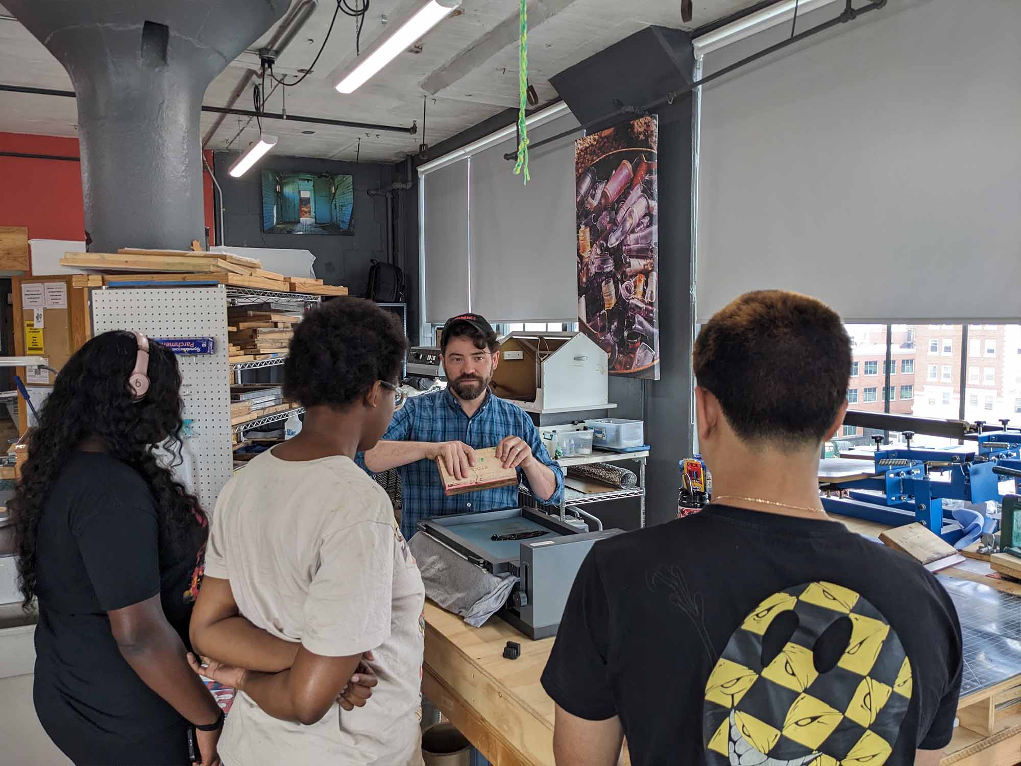 Eric teaching the Create 508 Cohort how to screenprint