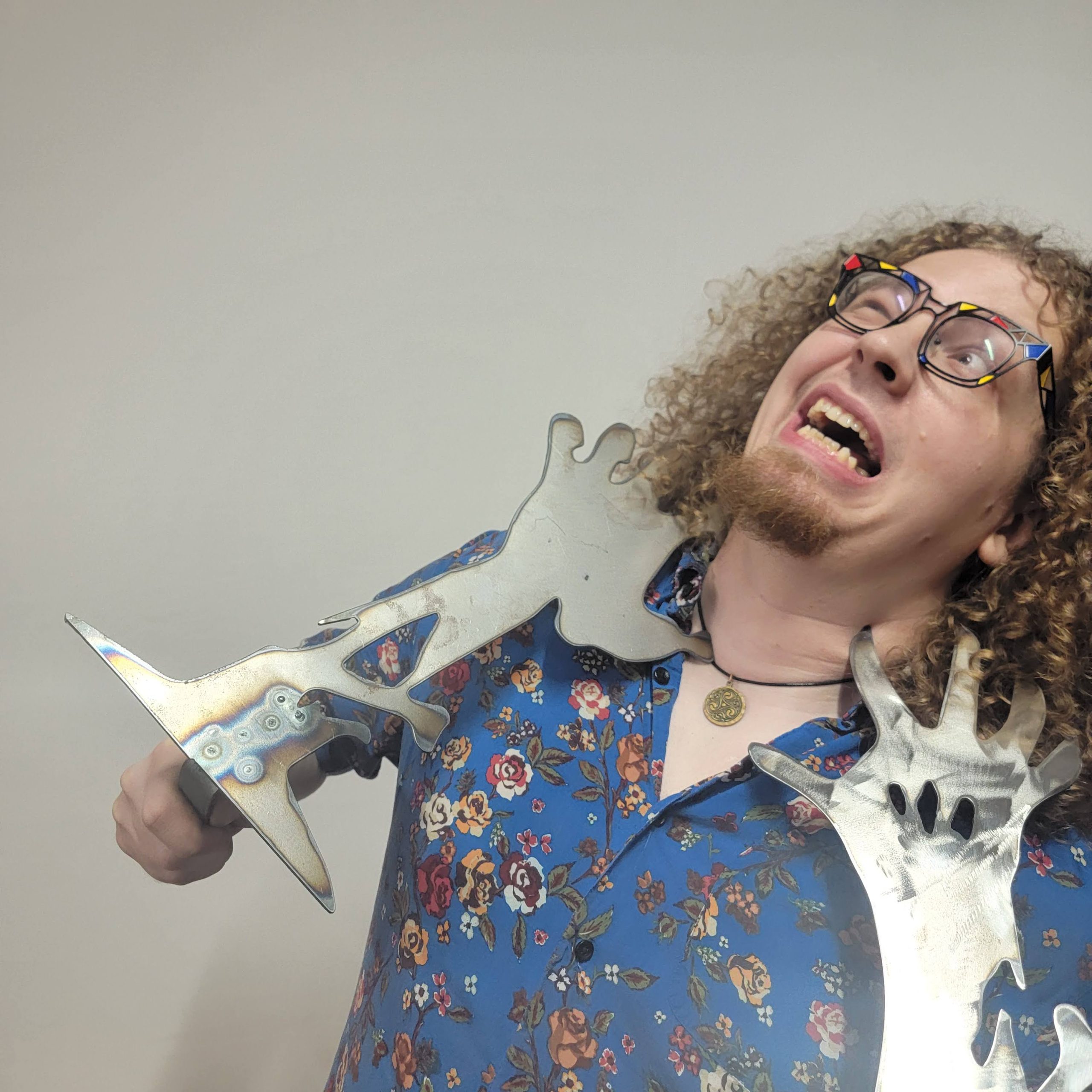 Riley being attacked by metal zombie hands