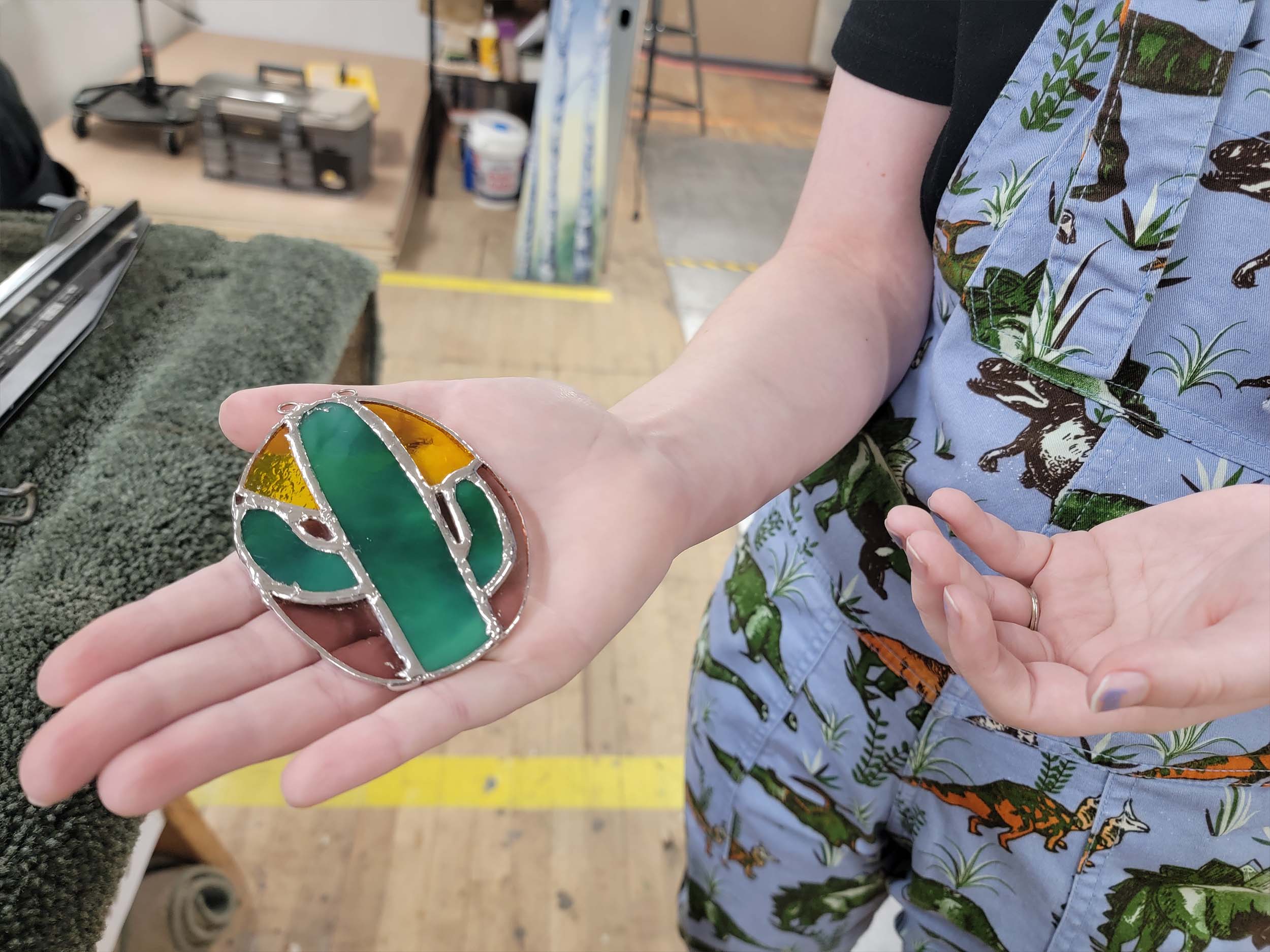 Jeri showing a stained glass cactus